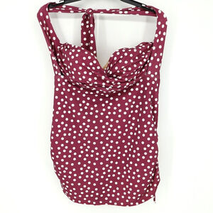 Swimsuits For All Plus Size 18 Burgundy White Polka Dot One Piece New with Tags